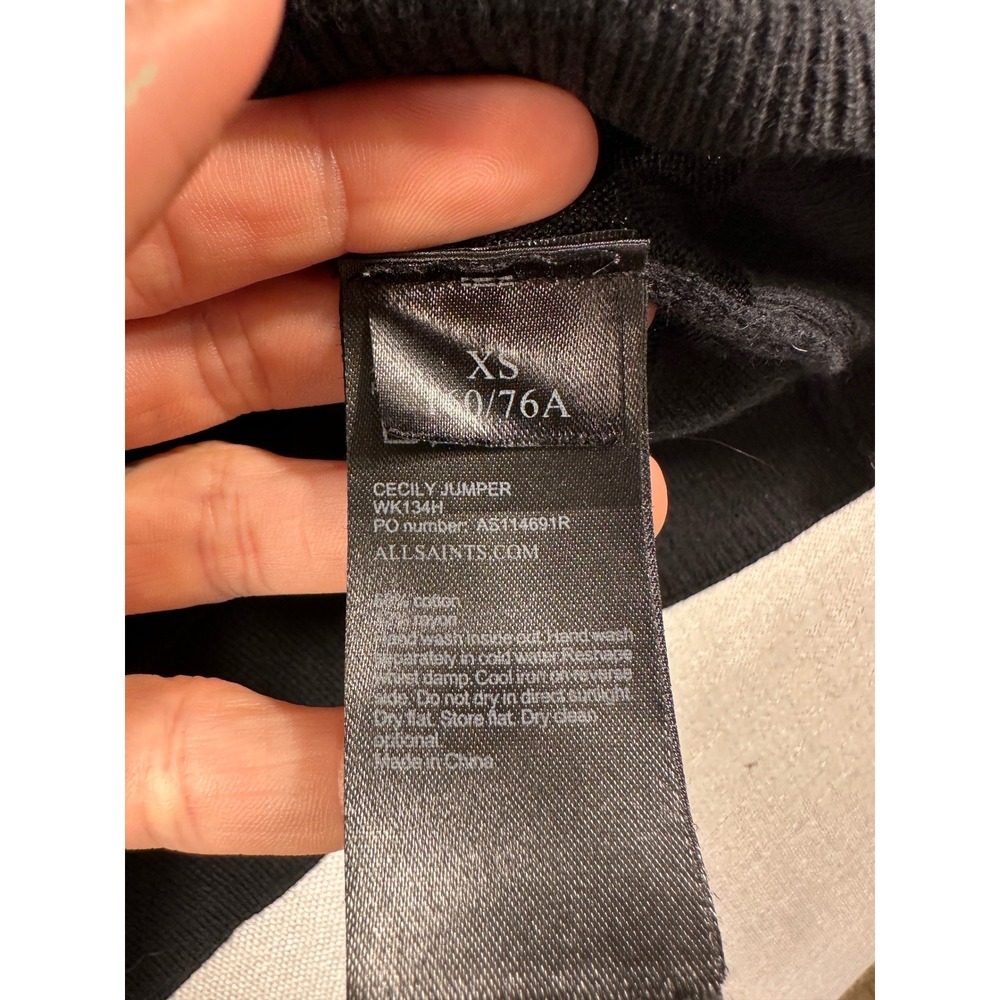 AllSaints Cecily Jumper Black Cold Shoulder Turtleneck Knit Sweater XS - Picture 5 of 9